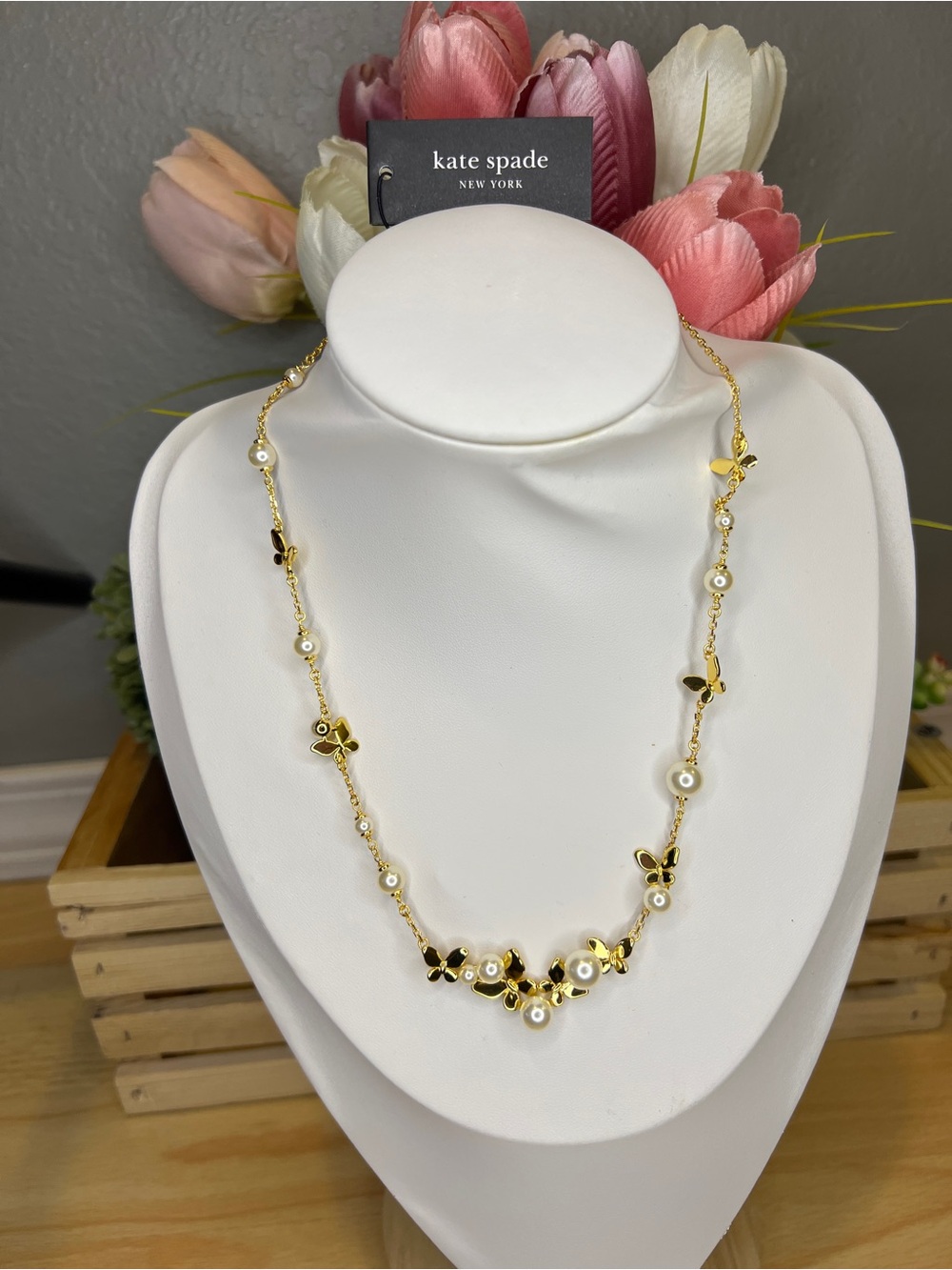 Kate Spade Butterfly Faux Pearl Necklace